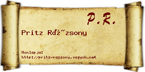 Pritz Rázsony névjegykártya